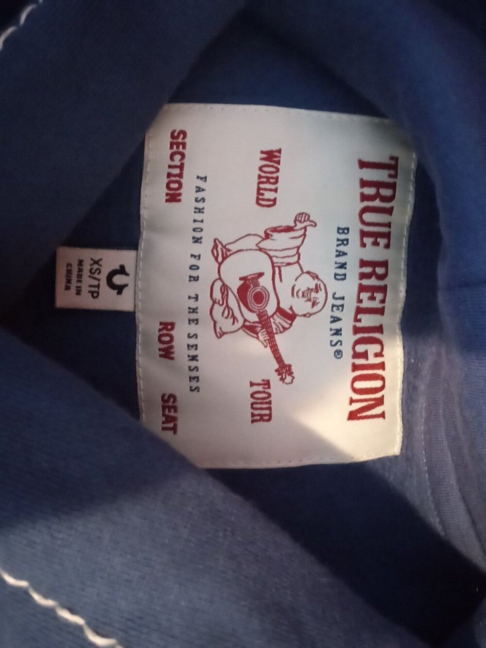 True Religion Mens XS Blue/Pink Pullover Hoodie - Picture 4 of 5